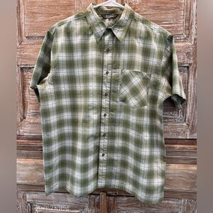Royal Robbins Olive and White Plaid Button Down Shirt